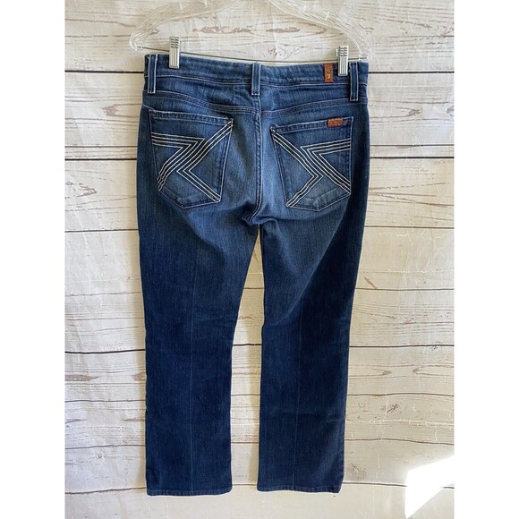 VTG 7 For All Mankind Women 30 Flynt Bootcut Jeans Dark Dakota Blue Mid Rise - Picture 6 of 11